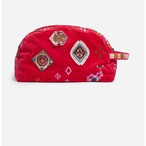 Johnny Was Red Margo Patched Makeup Bag NWT